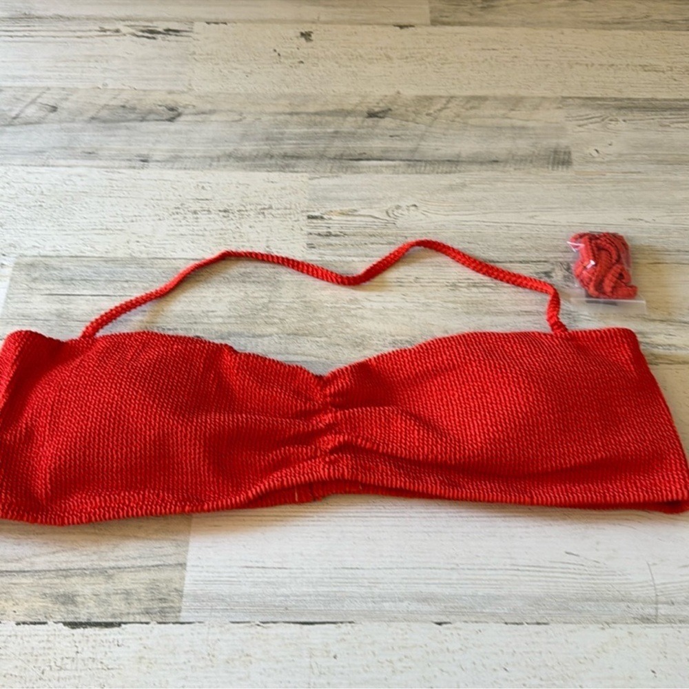 NWT J. Crew Scrunchie sweetheart bikini swim top BH479 RED